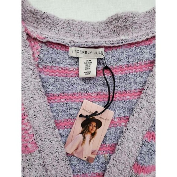NWT Sincerely Jules Cuddly Soft Purple Pink Retro Flower Cardigan Sweater Size M - Picture 4 of 7